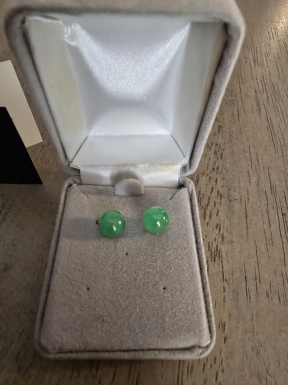 Estate 14K Yellow Gold Jade Stud Earrings